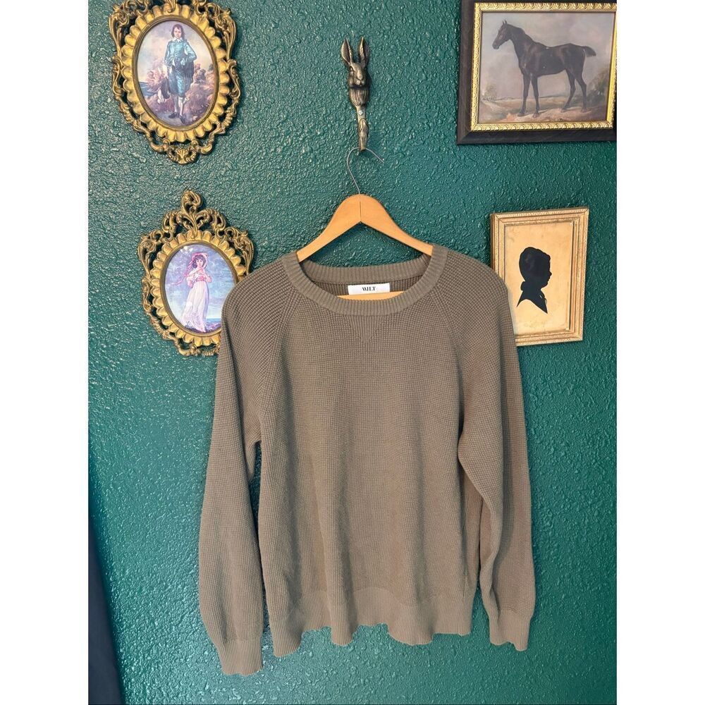 WILT GREEN OVERSIZED KNIT SWEATER SIZE LARGE COTTON CASHMERE